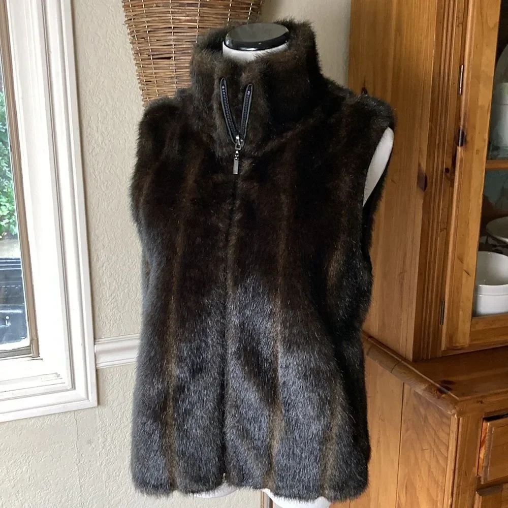 Giacca Faux Fur Reversible Winter Vest Women’s Medium EUC